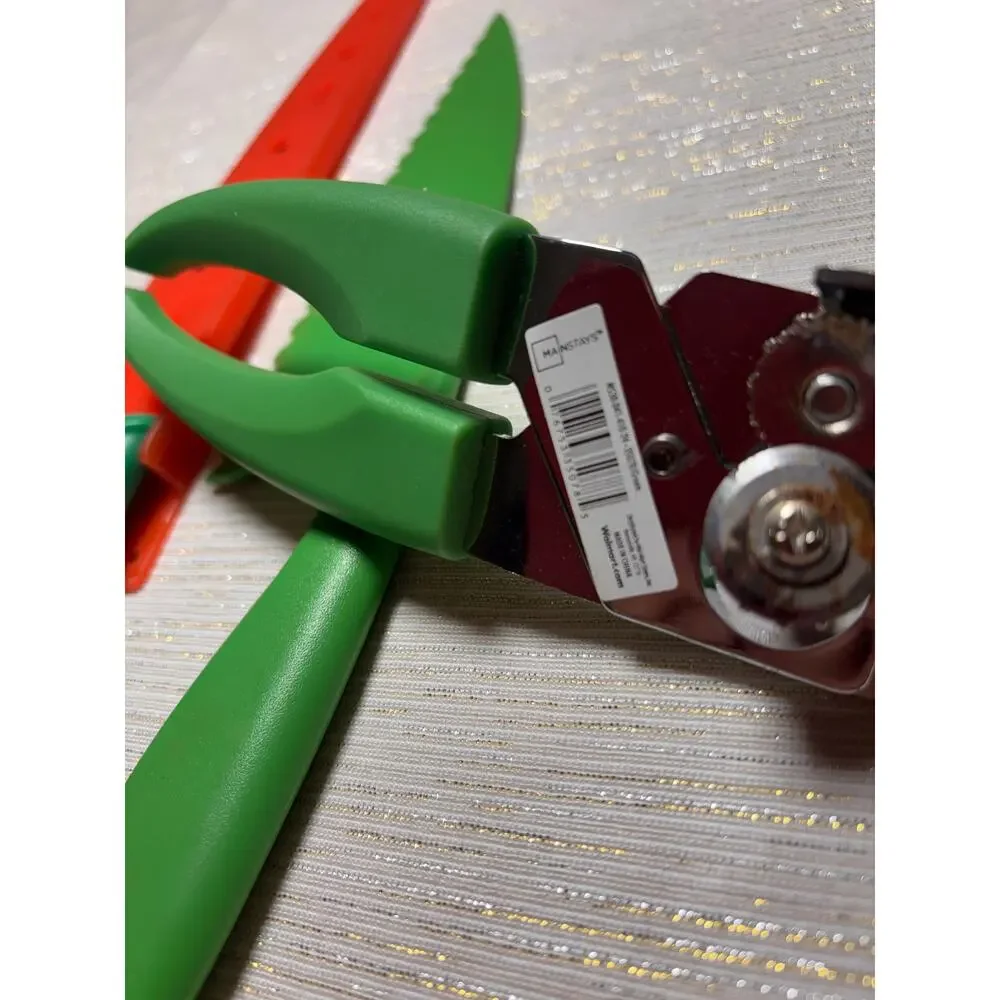 LOT OF 3 GREEN RED SUMMER KITCHEN TOOLS WATERMELON CAN OPENER FRUIT SLICER!!